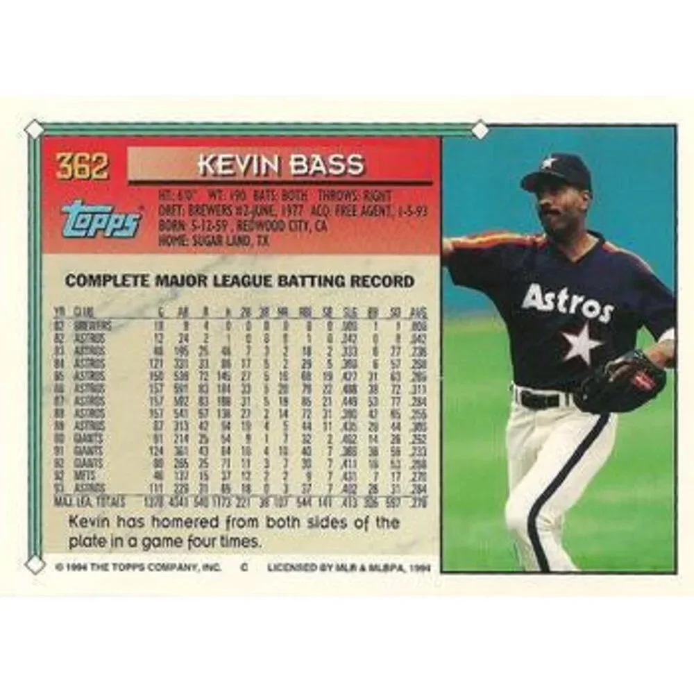 1994 Topps Kevin Bass # 362 Houston Astros